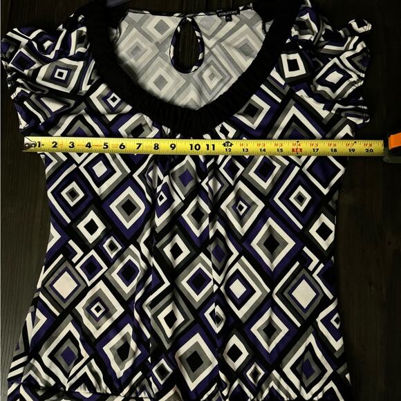 MAURICES WOMENS TOP SHORT SLEEVE BLACK PURPLE AND GREY PATTERN XL - Picture 6 of 10